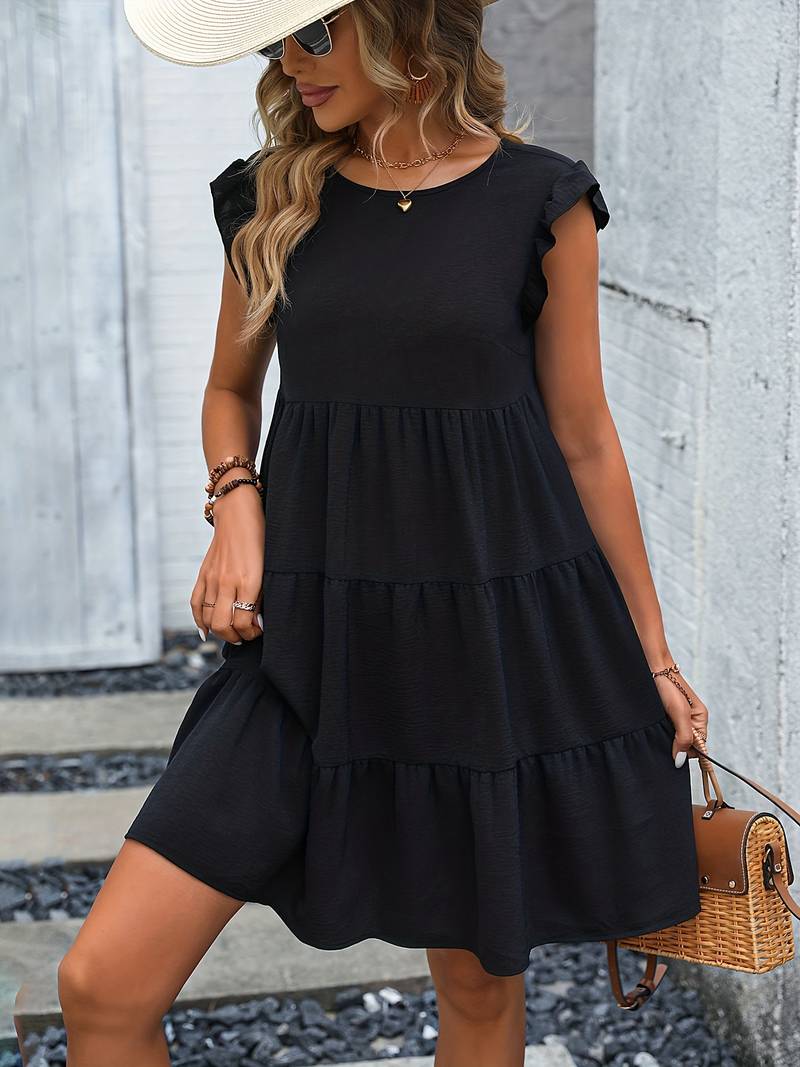 Abriana - Ruffled sleeves Versatile dress