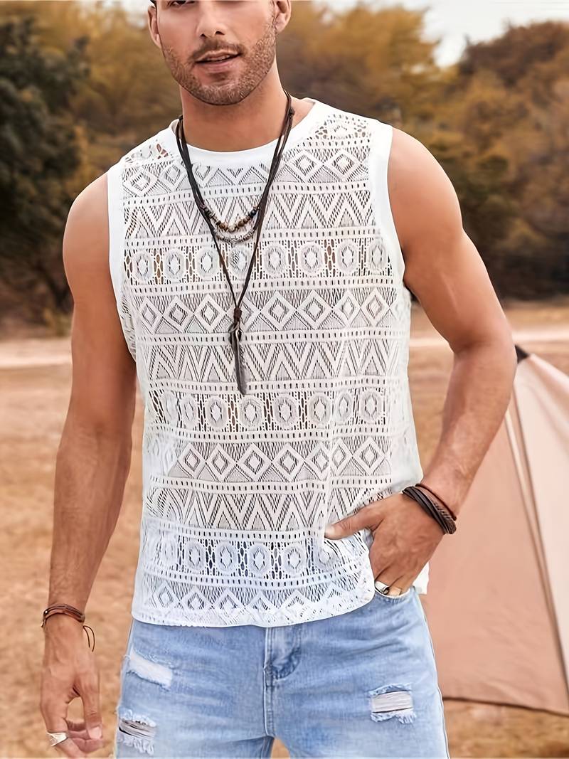 Isaac ethnic hollow out tank top