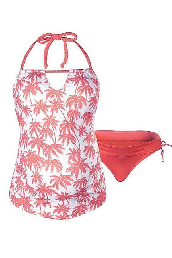 Tree Print Halter Neck Maternity Swimsuit