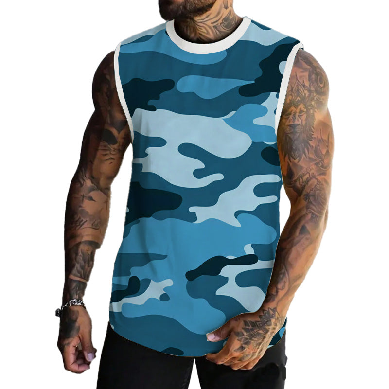 Men's Spring/Summer Printed Regular Fit Crew Neck Vest 11567669YM