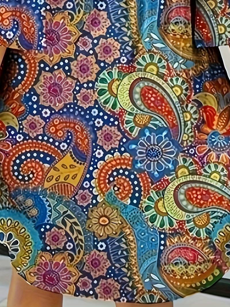 Zaria - Sexy paisley dress round neckline