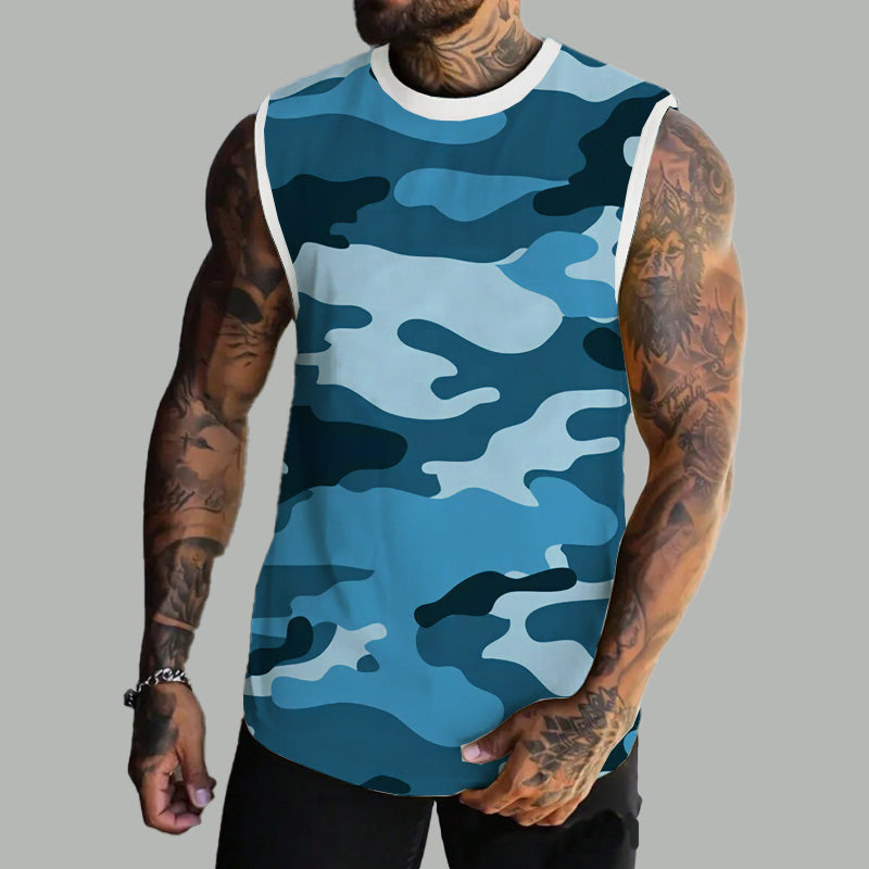 Men's Spring/Summer Printed Regular Fit Crew Neck Vest 11567669YM