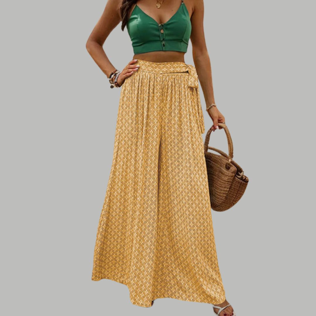 Sophia - High-waisted wide trousers with print pattern