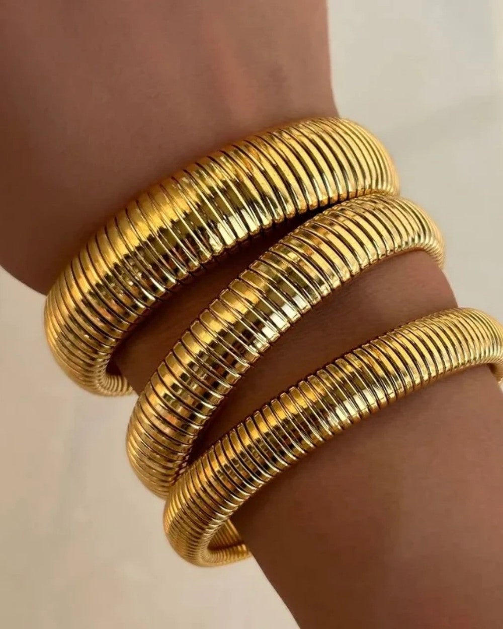 Shiny Gold Braid | Ladies Flexible Snake Chain Bangle