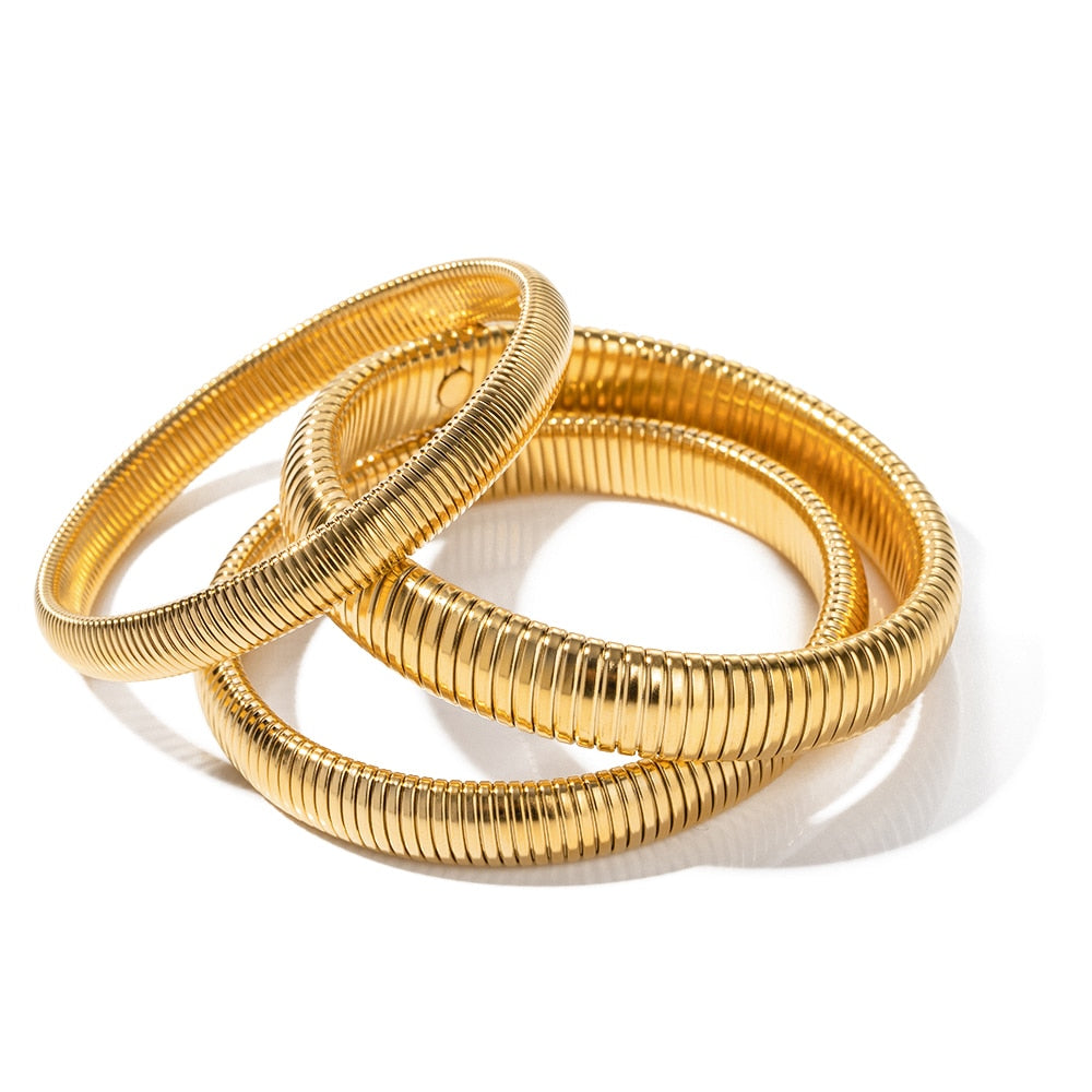 Shiny Gold Braid | Ladies Flexible Snake Chain Bangle