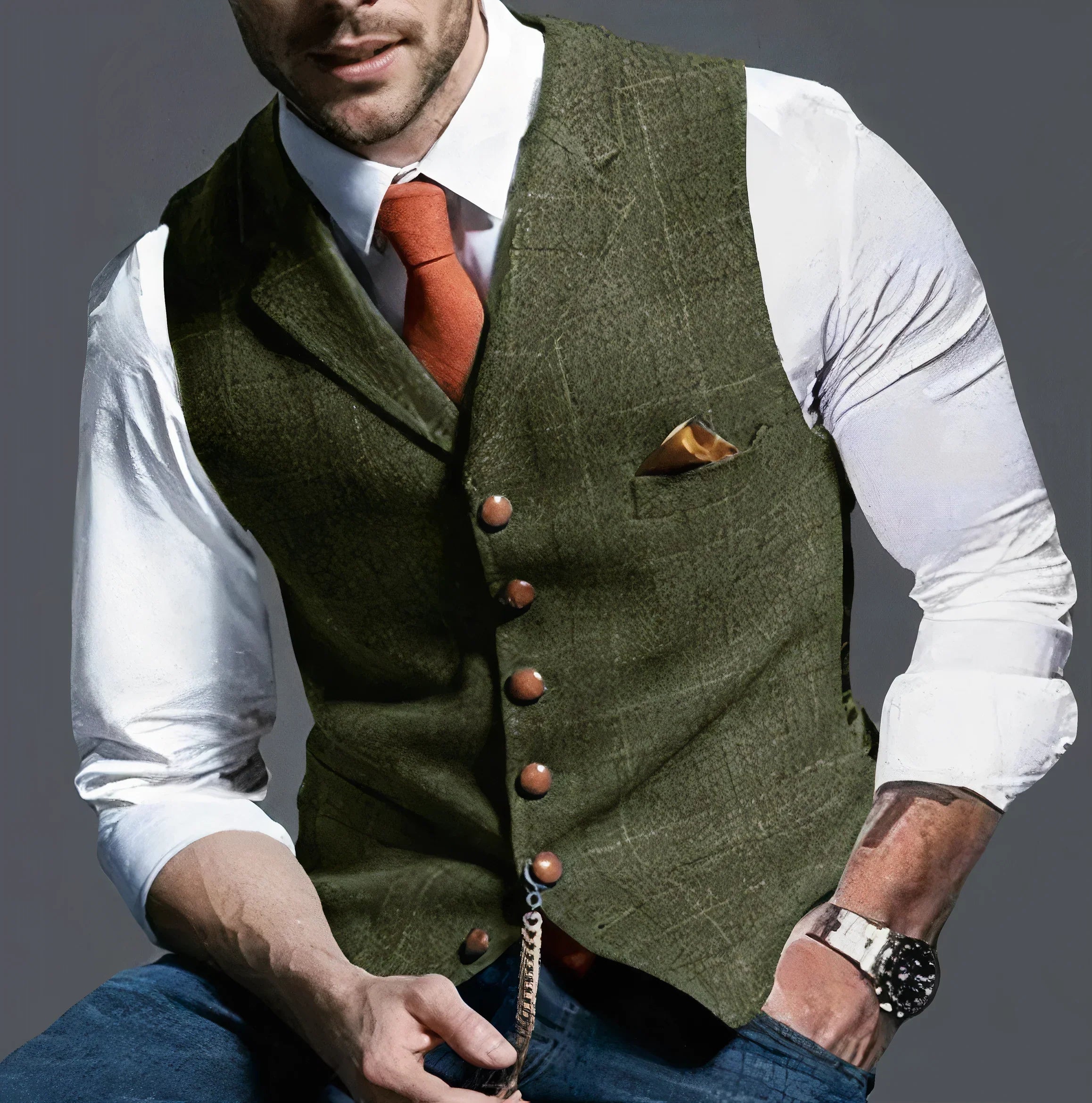 Elegant slightly checked waistcoat - Alexander