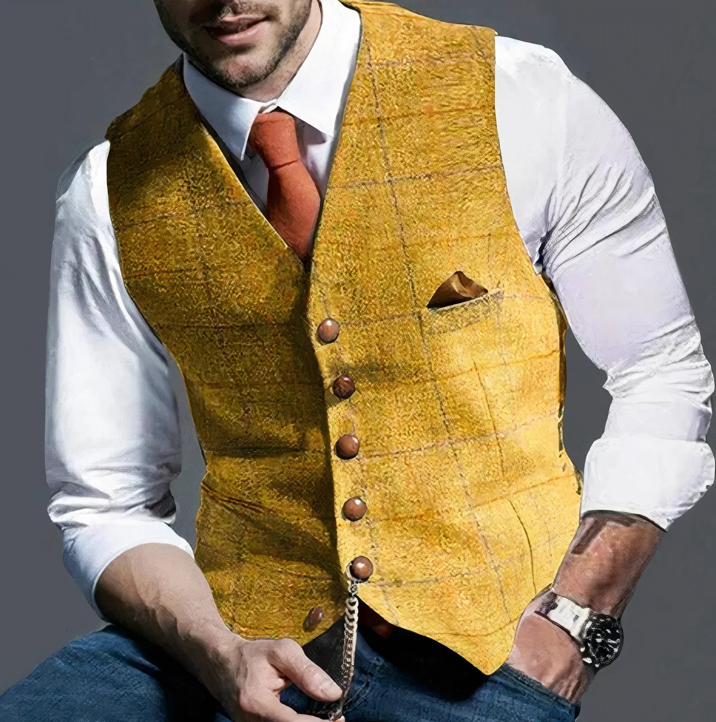 Elegant slightly checked waistcoat - Alexander