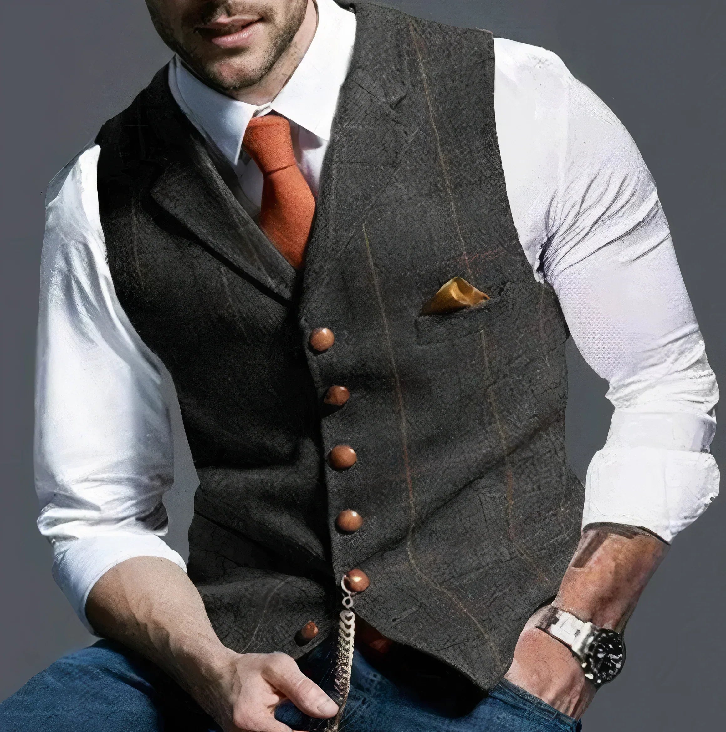 Elegant slightly checked waistcoat - Alexander