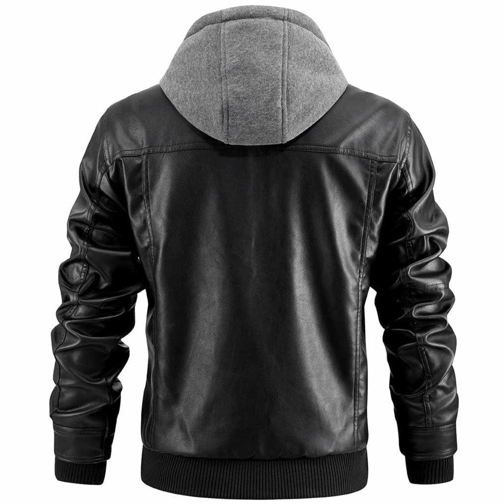 Yannick - Hooded leather jacket