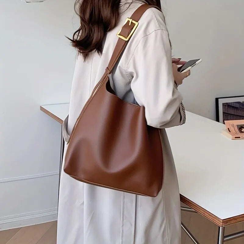 Ladies shoulder and crossbody minimalist leather bag