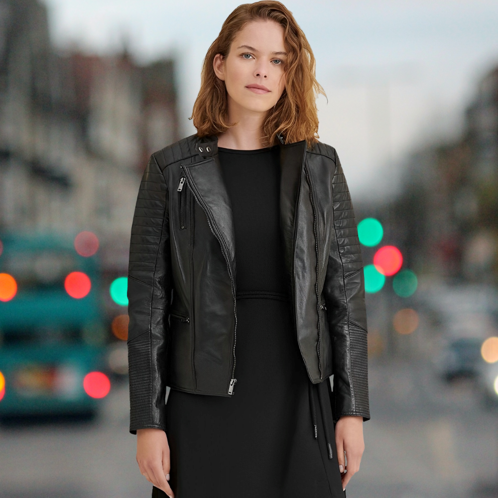 Agathe - Women's leather jacket in elegant design