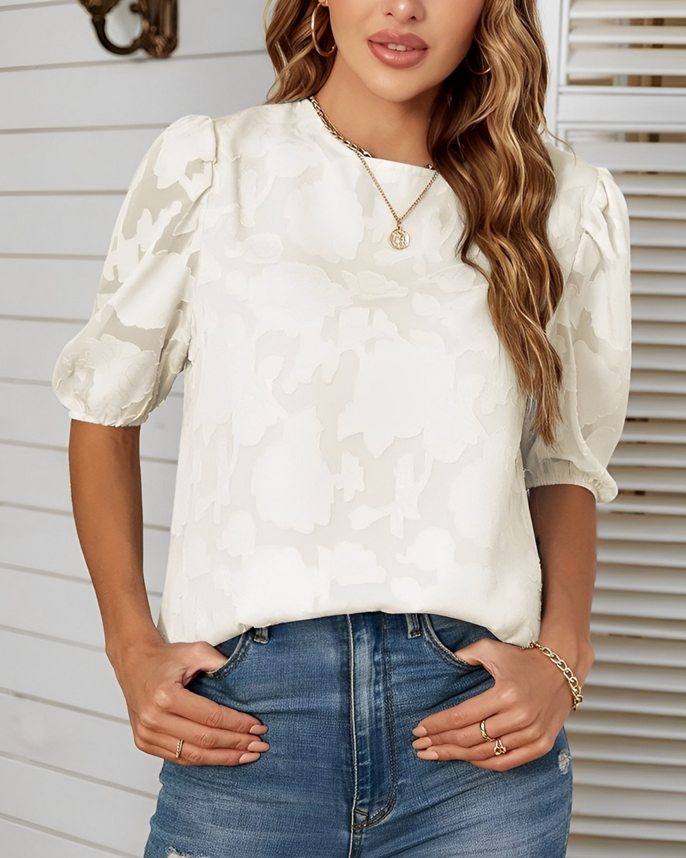 Shayla - Short-sleeved loose chiffon blouse