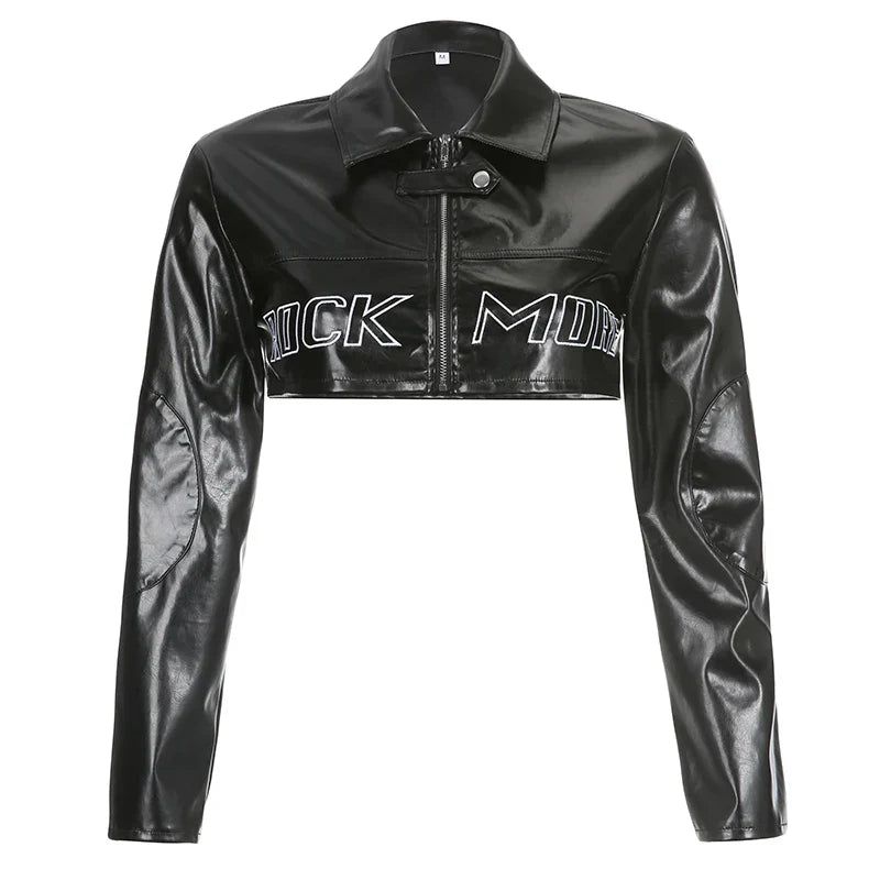 Kendrix - Short faux leather jacket with embroidery