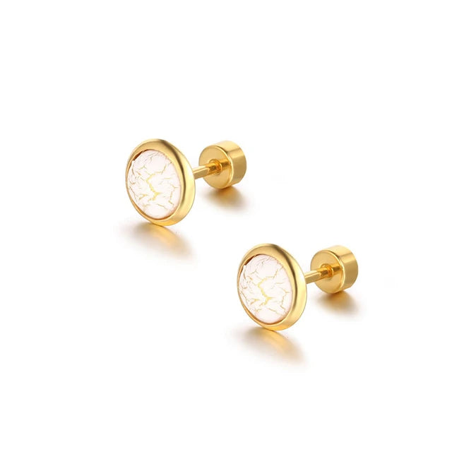 Aria - Elegant round cabochon stud earrings