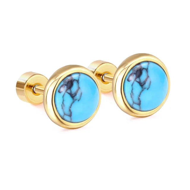 Aria - Elegant round cabochon stud earrings