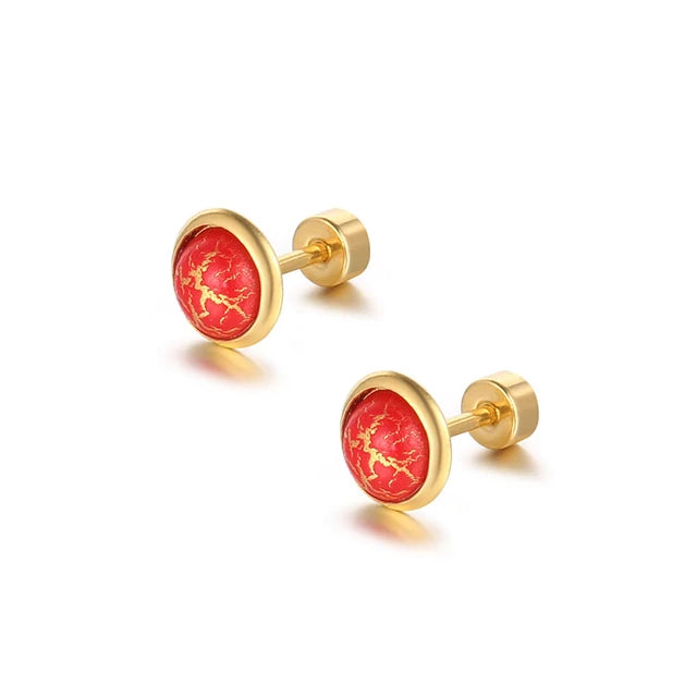 Aria - Elegant round cabochon stud earrings