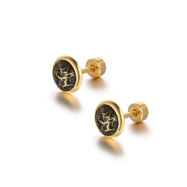 Aria - Elegant round cabochon stud earrings