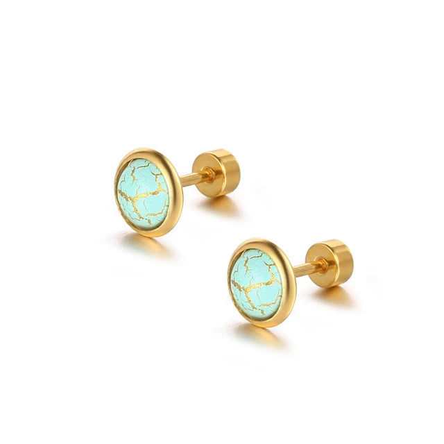 Aria - Elegant round cabochon stud earrings