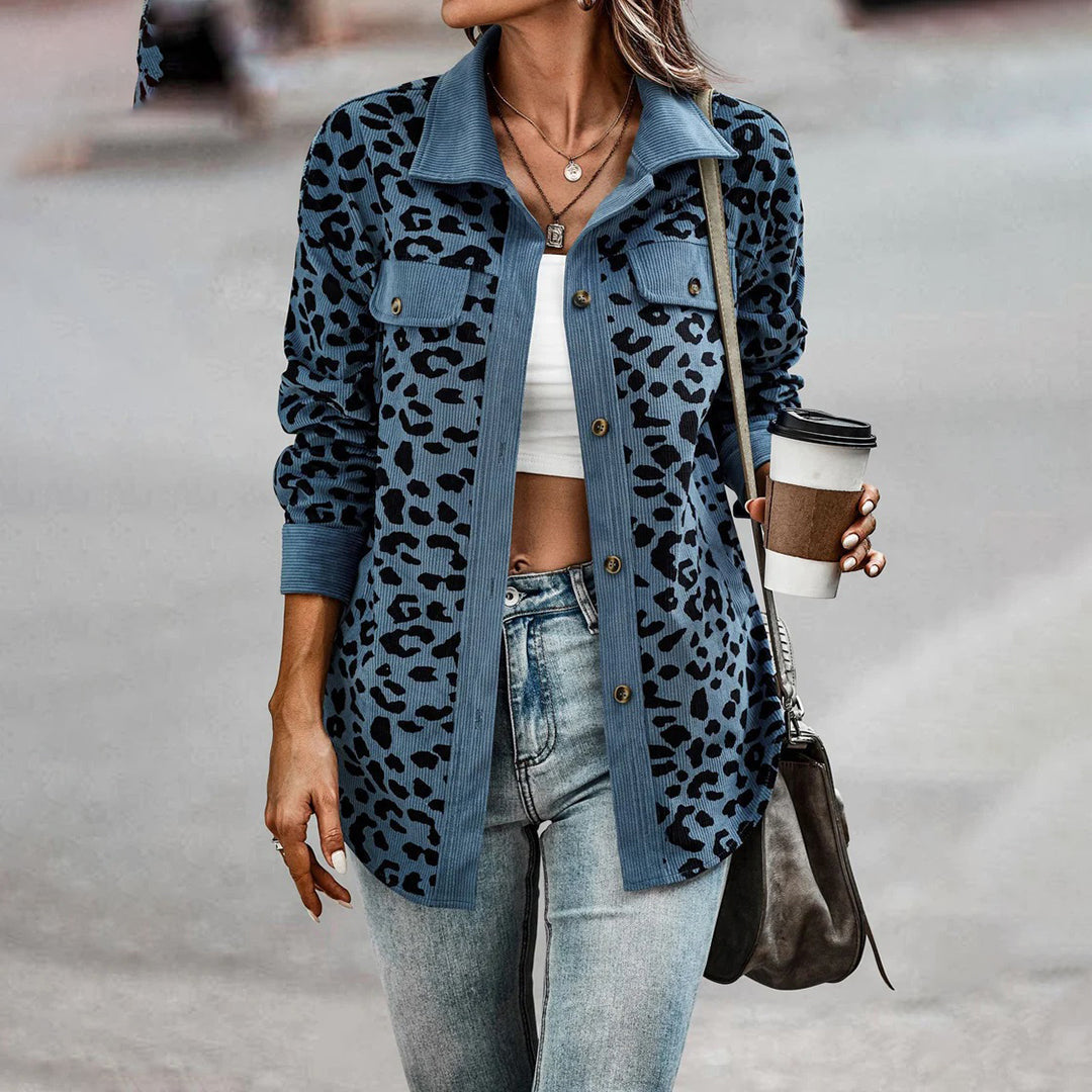 Trendy Leopard Print Jacket with Polyester Blend for Stylish Winter Wear