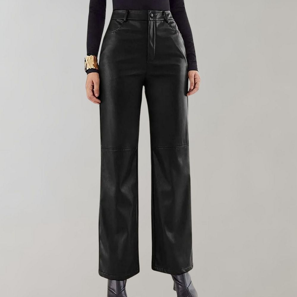 Jaska - Straight cut leather trousers