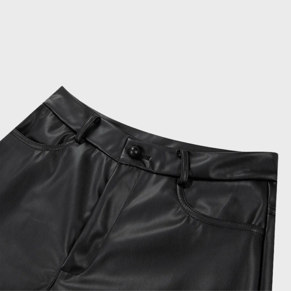 Jaska - Straight cut leather trousers