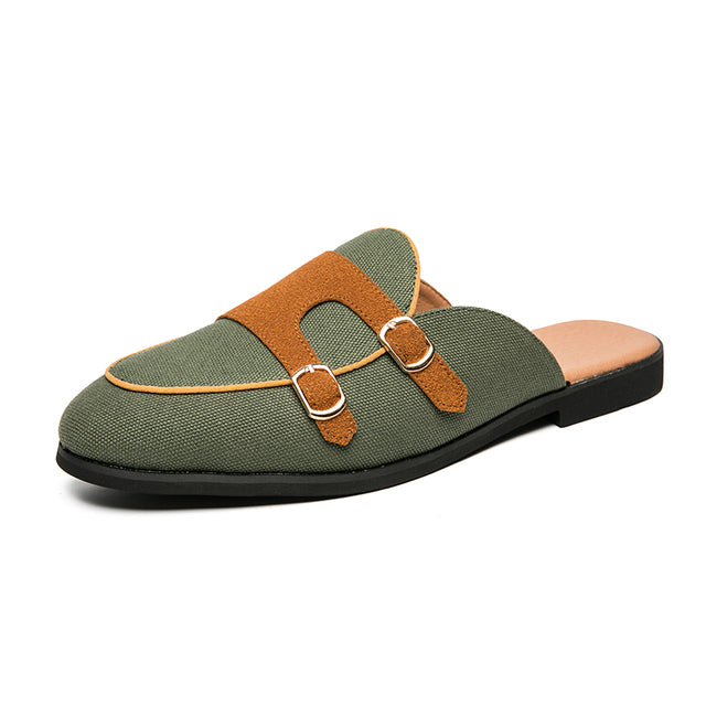 Nolan - Modern mules with buckles in a two-colour look