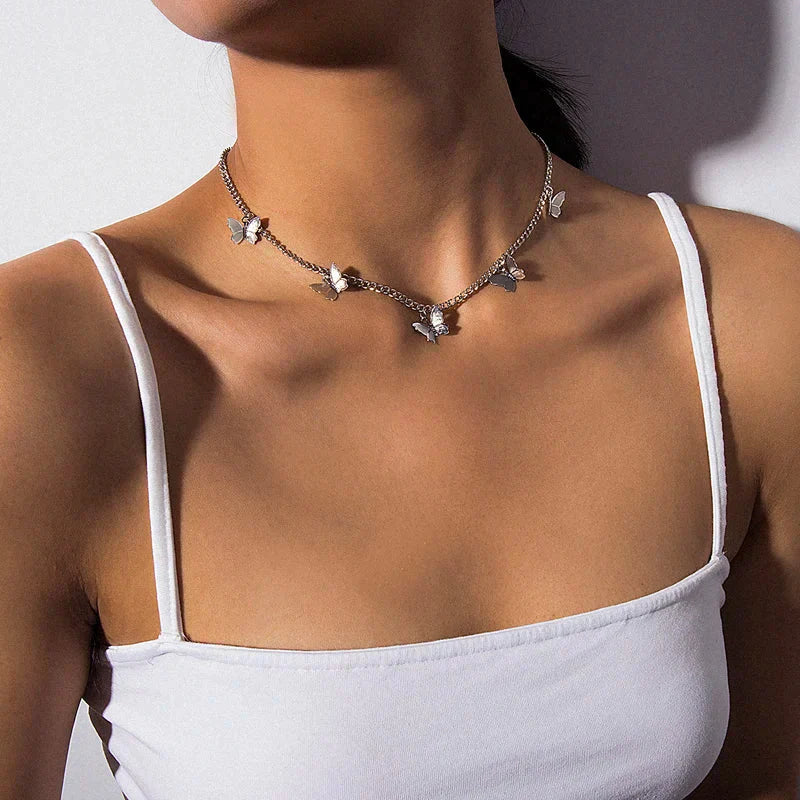 Kiana - Boho choker with butterfly pendants