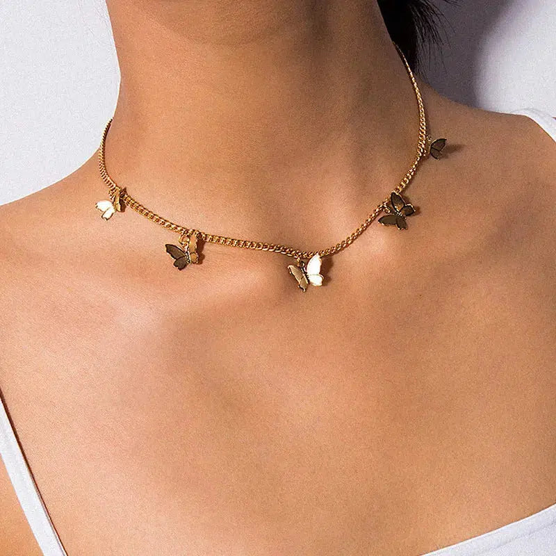 Kiana - Boho choker with butterfly pendants