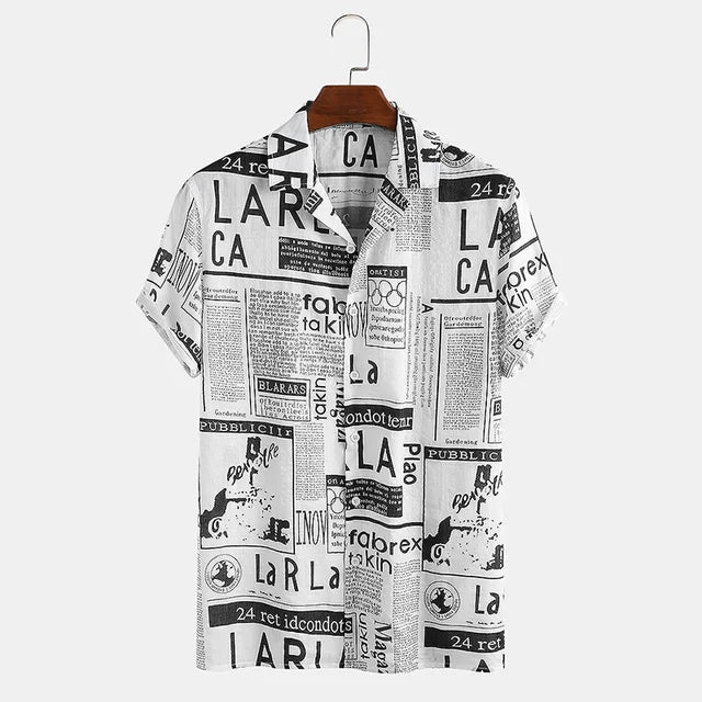 Valentino - Newspaper print shirt with button placket