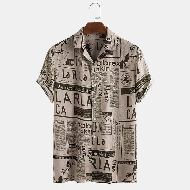 Valentino - Newspaper print shirt with button placket