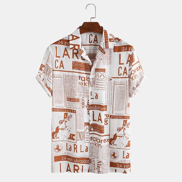 Valentino - Newspaper print shirt with button placket