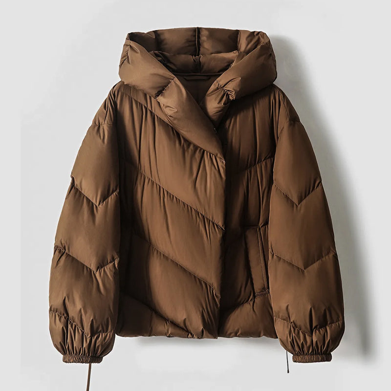 Women's Puffer Jacket - Oversized Fit - Hooded - Quilted Warm Insulated Design