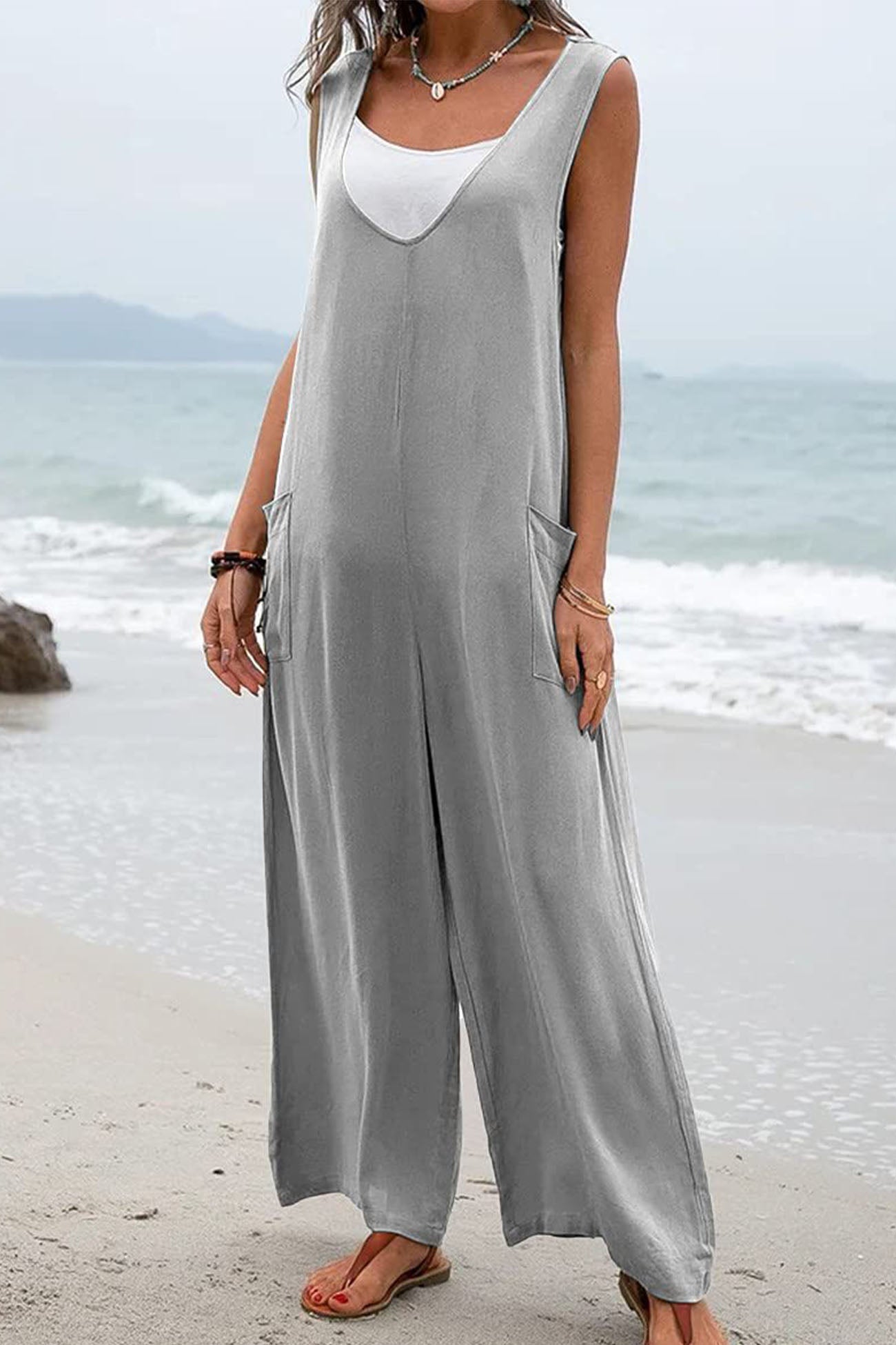 Alice - contrast sleeveless pocket jumpsuit