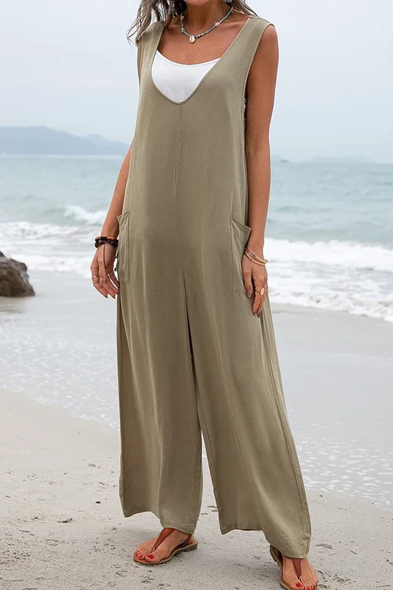 Alice - contrast sleeveless pocket jumpsuit