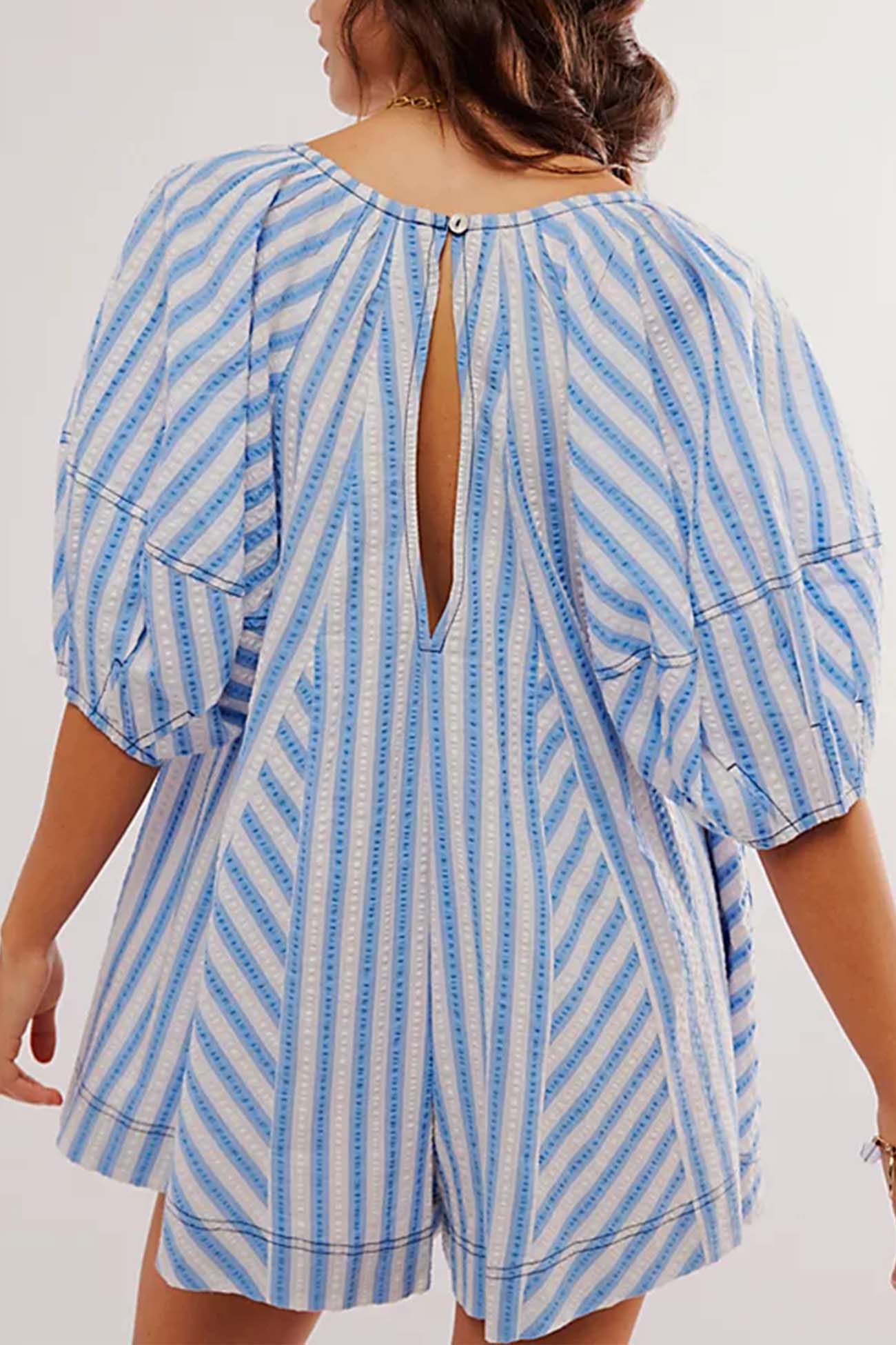 Alicia - contrast stripe drawstring rompers