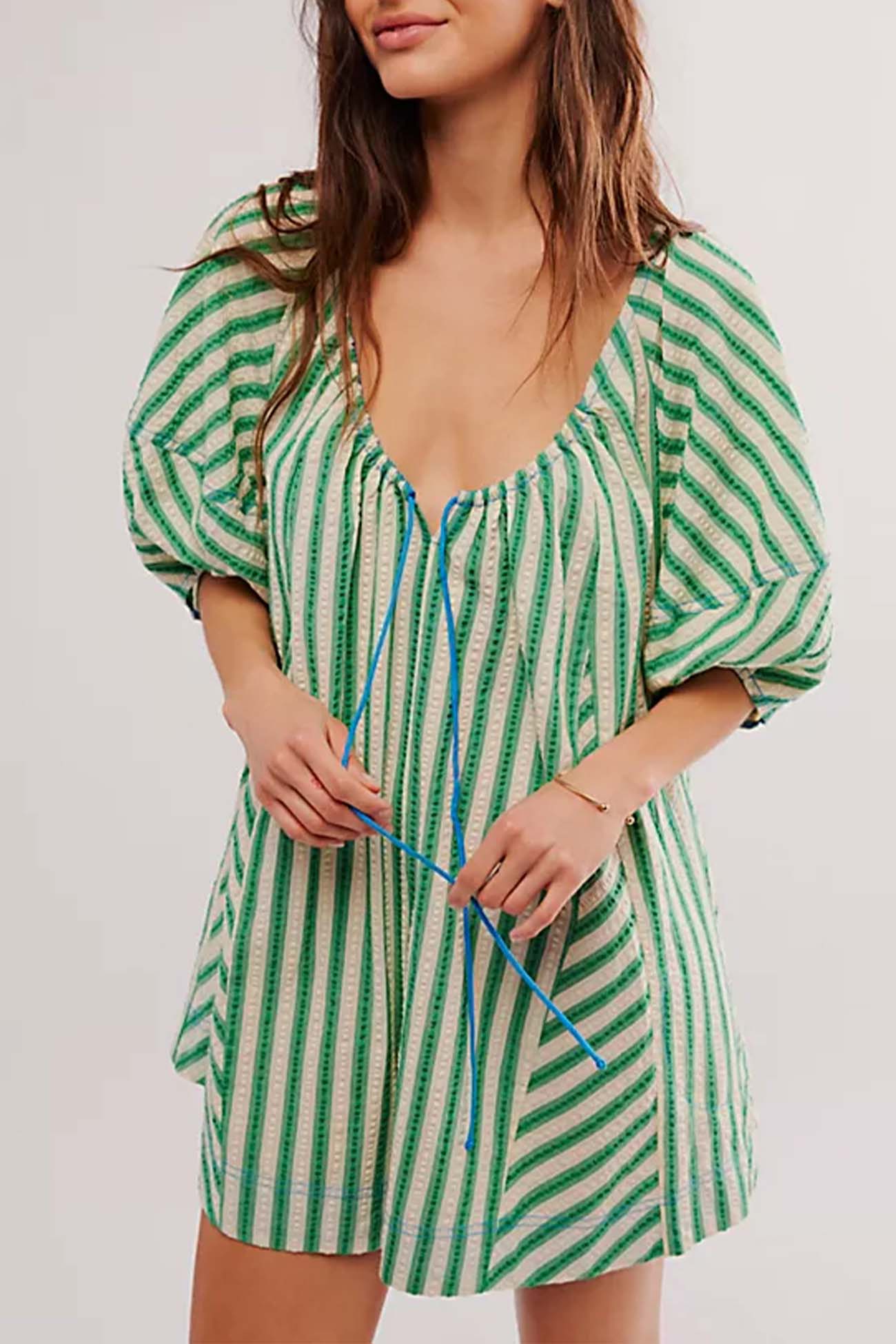 Alicia - contrast stripe drawstring rompers