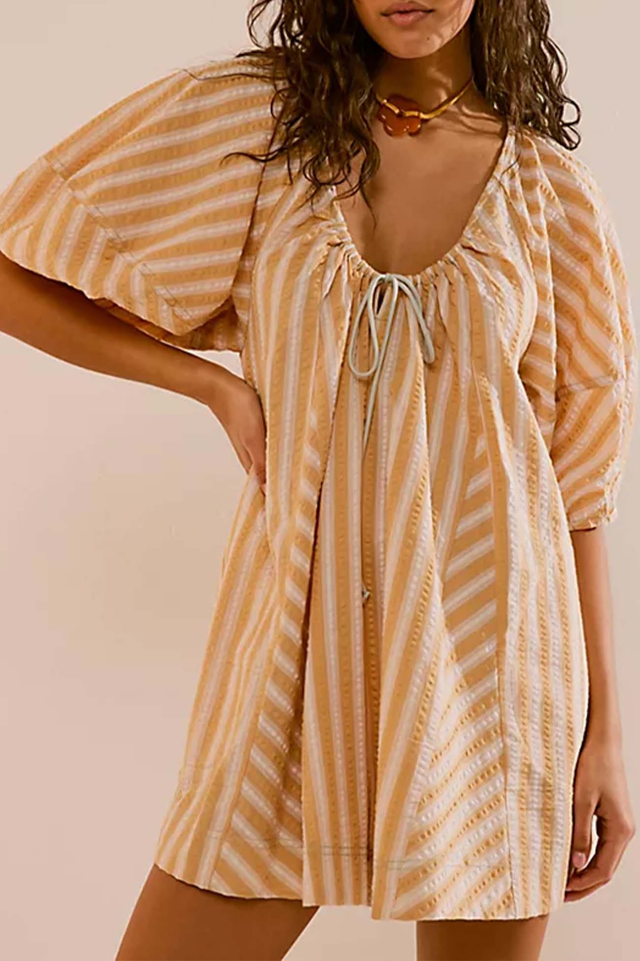 Alicia - contrast stripe drawstring rompers