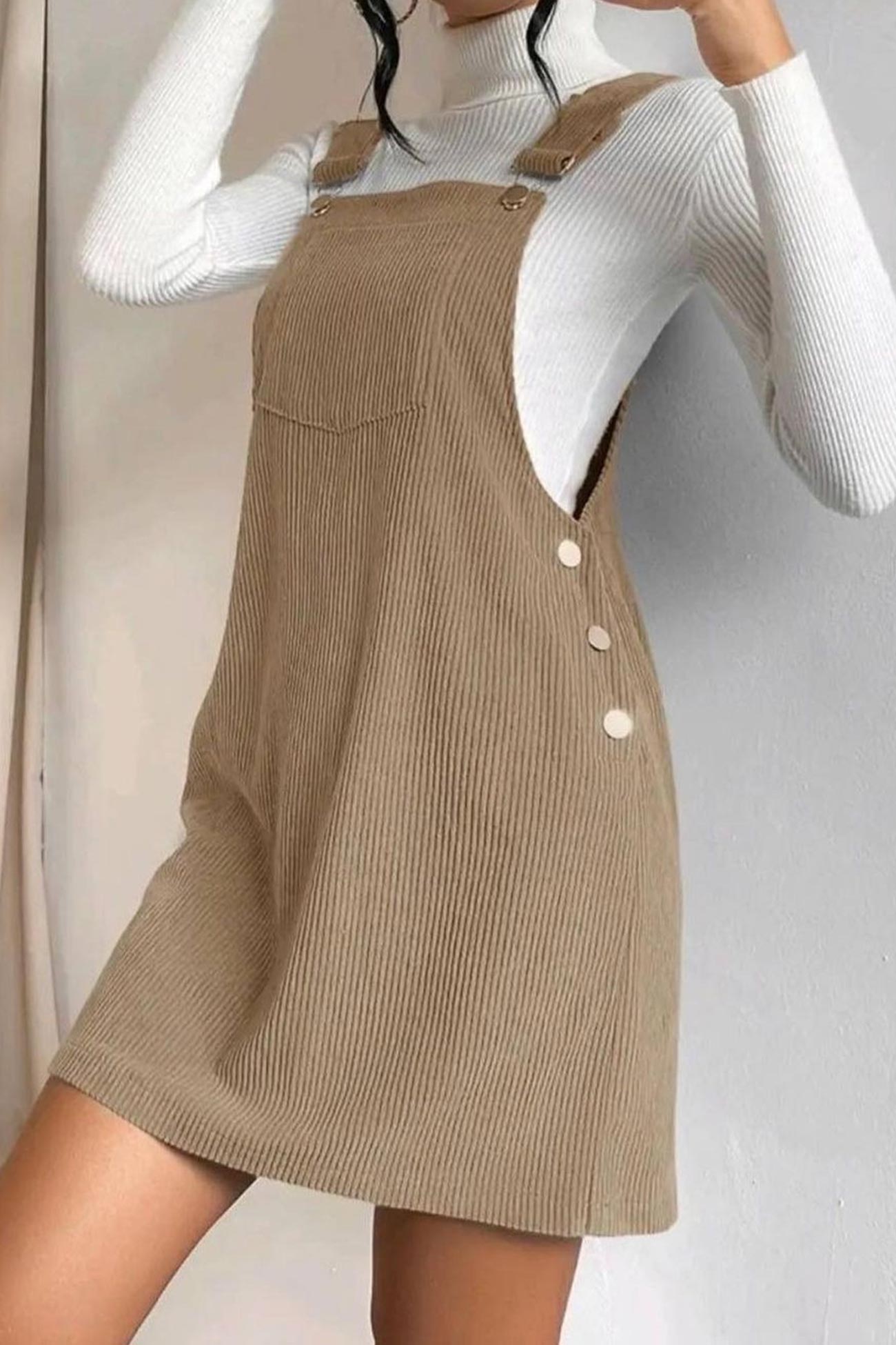 Victoria - corduroy button strap dress