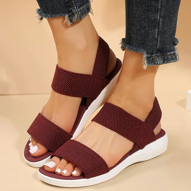 Lou - Knitted Sandals With Wedge Heel