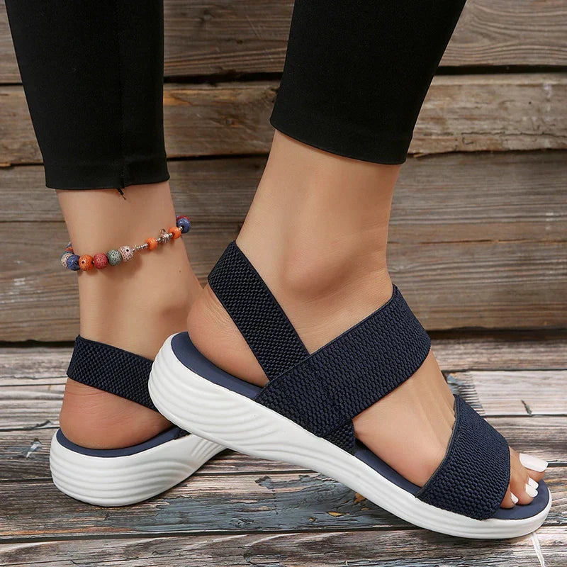 Lou - Knitted Sandals With Wedge Heel