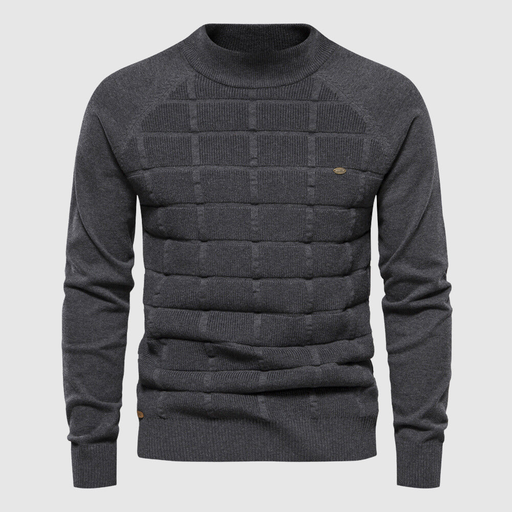 Men's round neck chequered knitted jumper