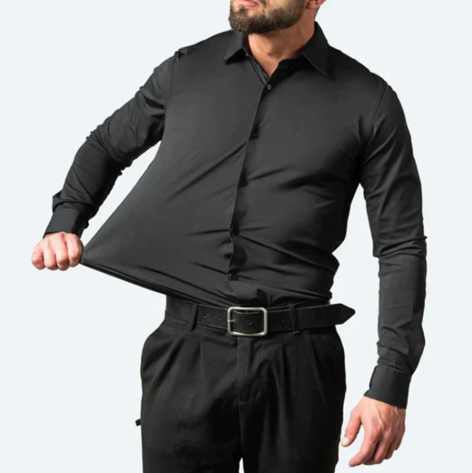 Elegant shirt with button placket and stretch