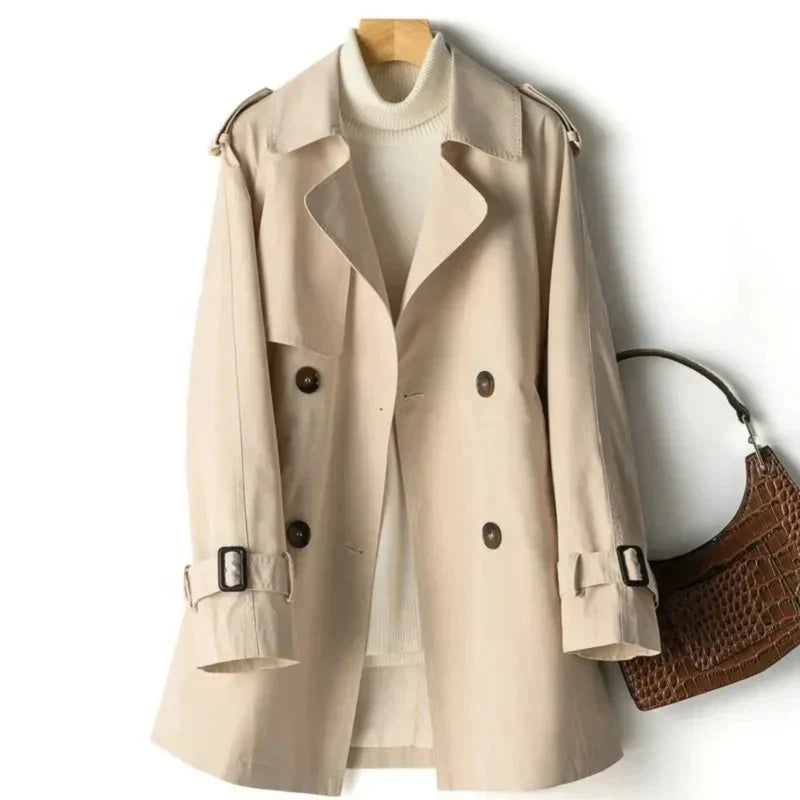 Women's Trench Coat - Double Breasted - Belted Waist - Classic Tailored Fit