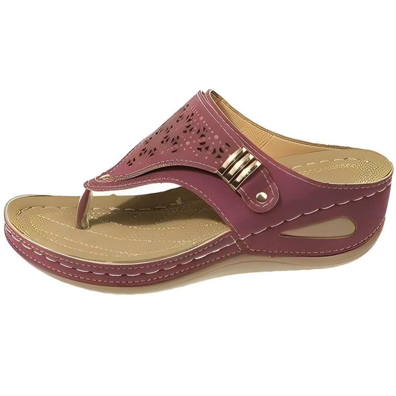 Lavina - Leather sandals with clip-toe wedge heel