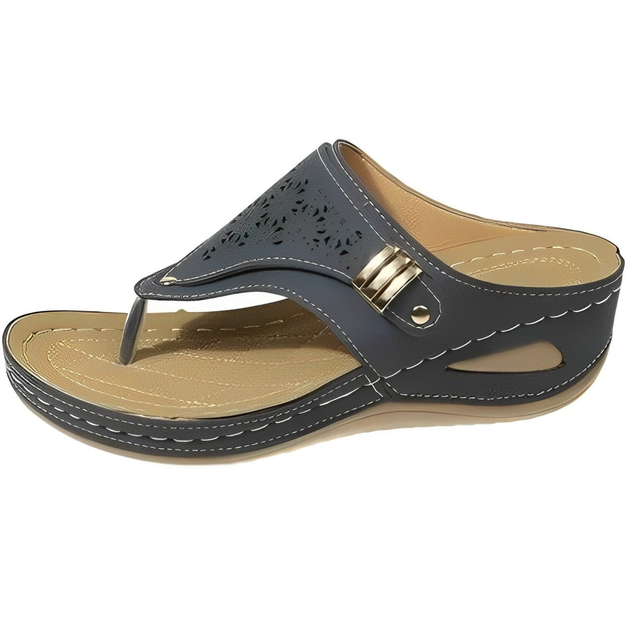 Lavina - Leather sandals with clip-toe wedge heel