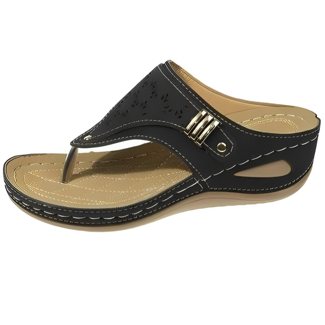 Lavina - Leather sandals with clip-toe wedge heel