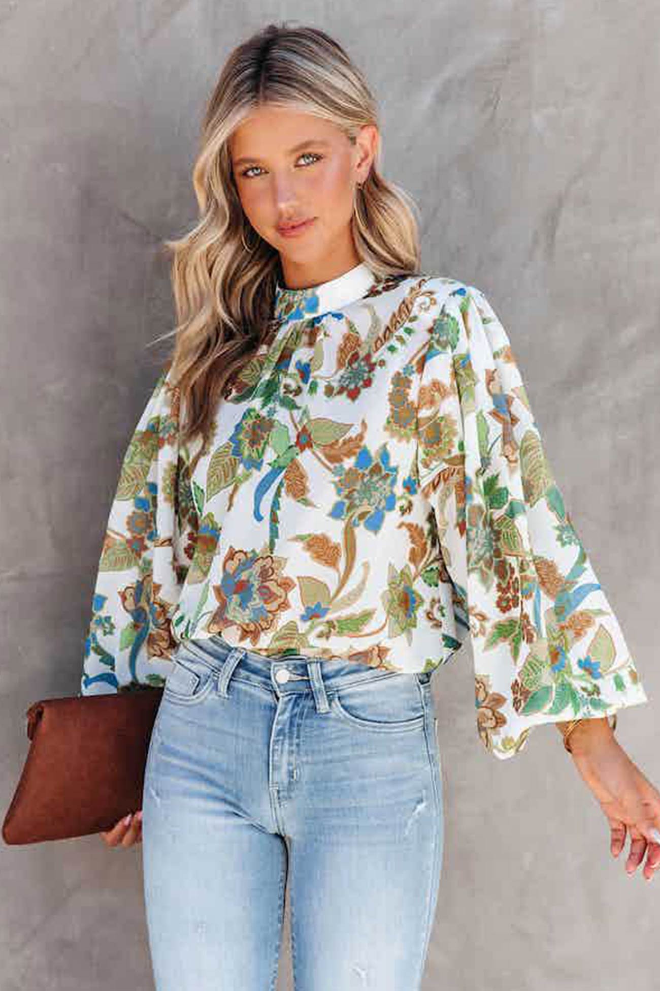 Venera - floral balloon sleeve blouse