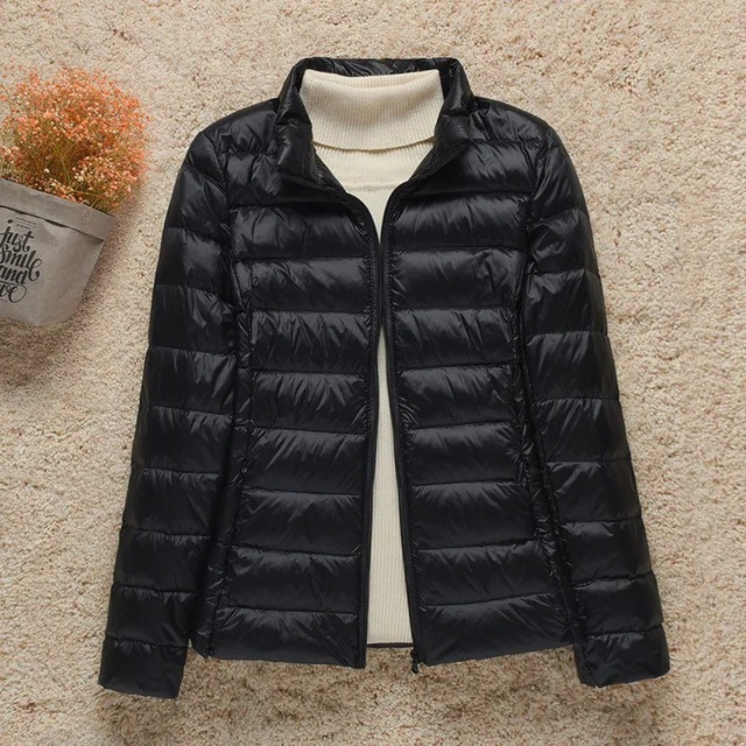 Quilted hoodie padded jacket for women