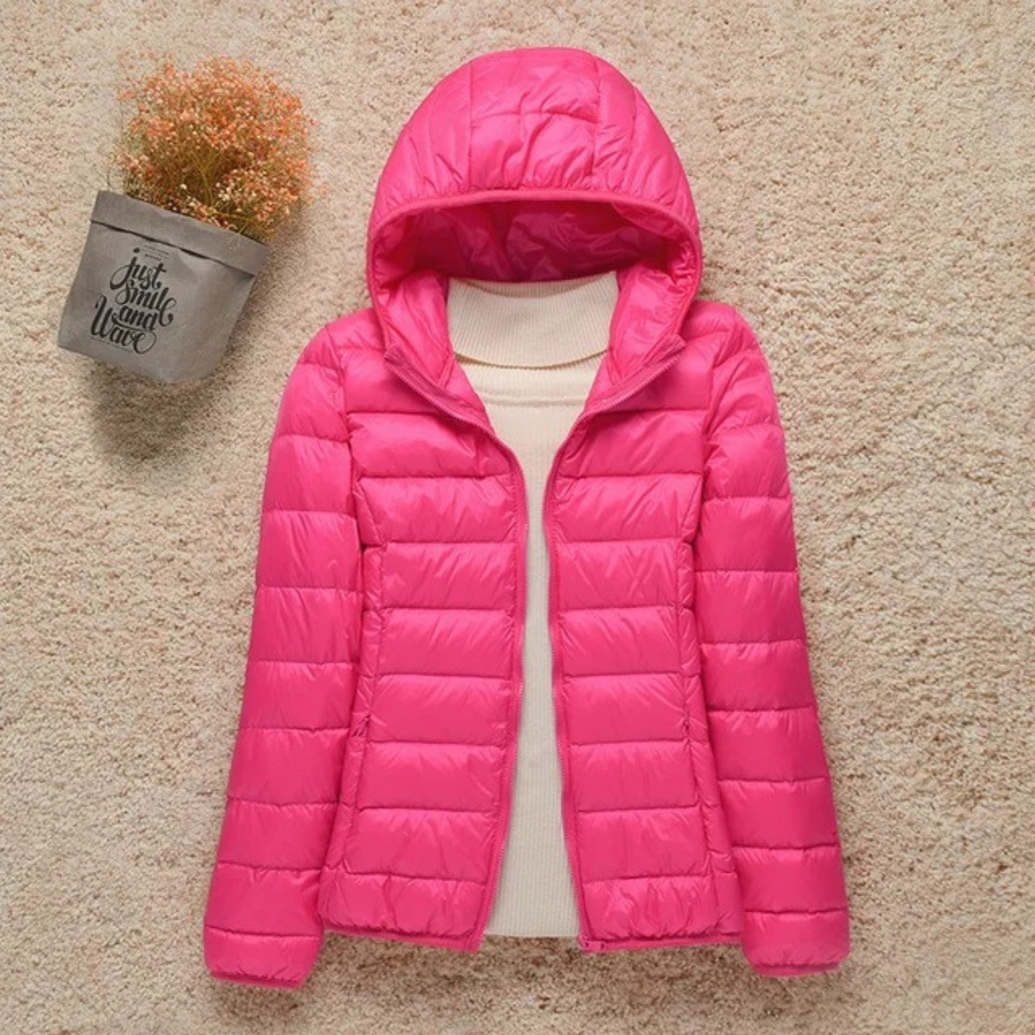 Quilted hoodie padded jacket for women
