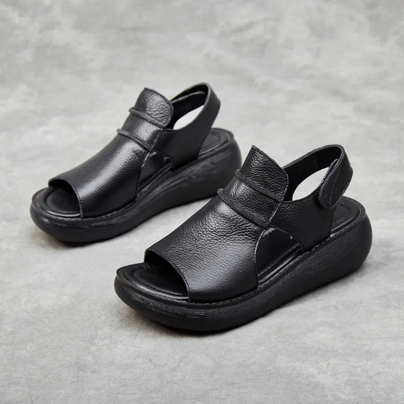 Samantha - Sandals with thick sole and velcro fastening